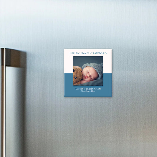 Baby Announcement Photo Magnet Button