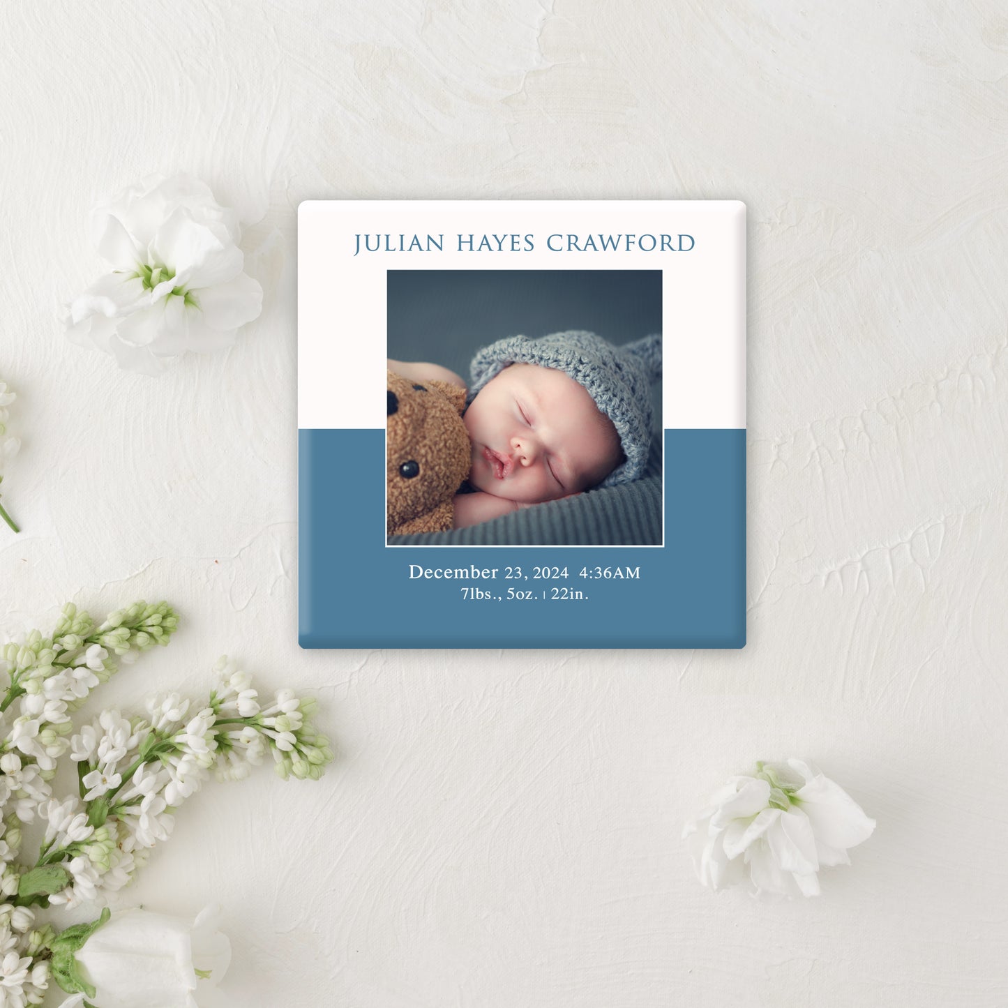Baby Announcement Photo Magnet Button
