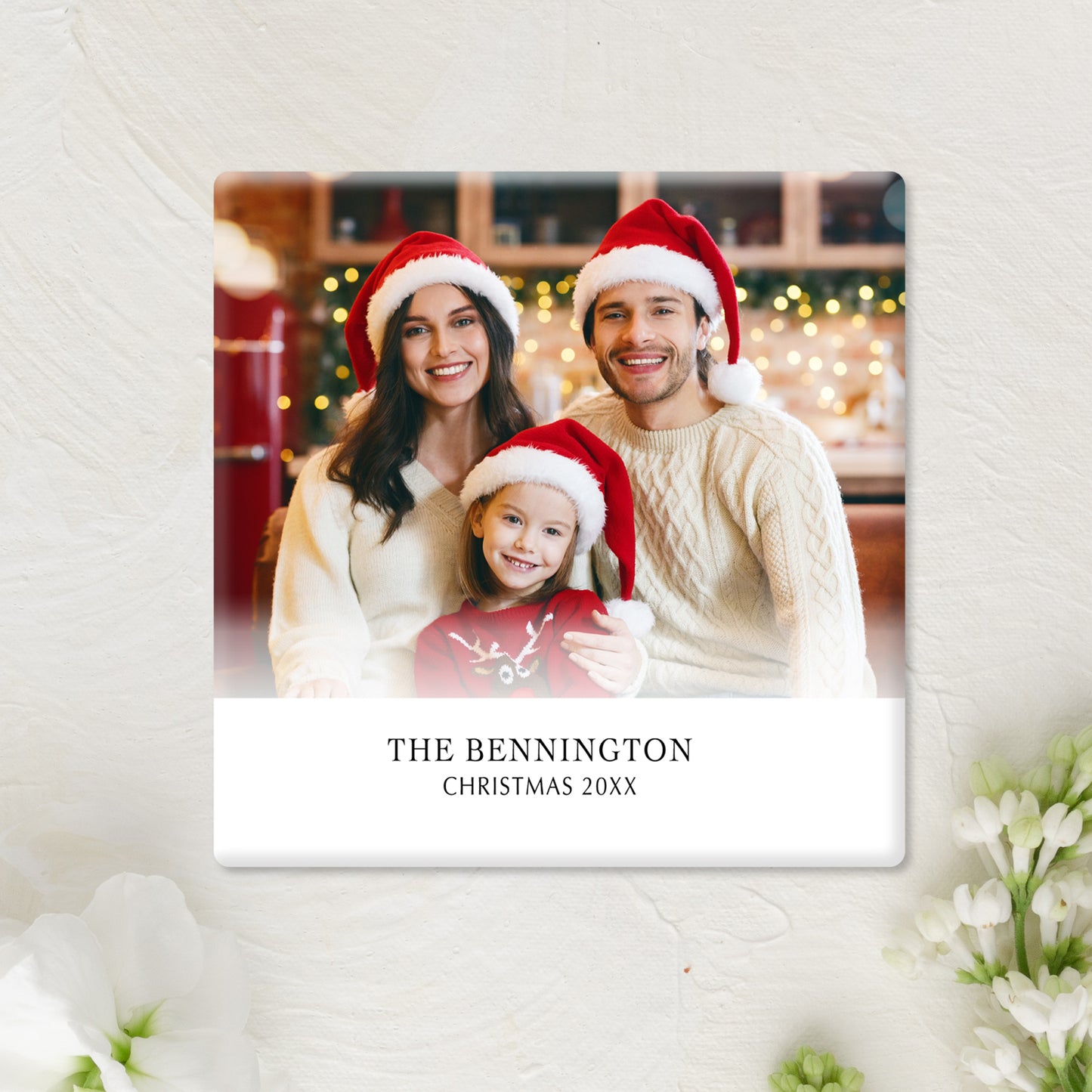 Family Christmas Photo Magnet Button