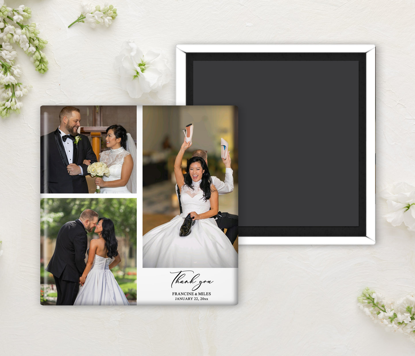 EVALYNN | Bilingual Vietnamese Wedding Invitation Suite Bundle with 3" Square Photo Magnet Button Option