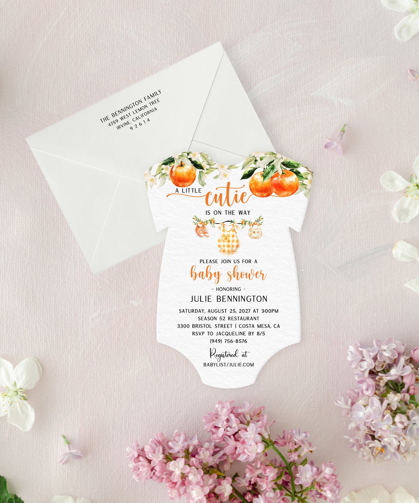 Onesie Shape 'Cutie' Baby Shower Invitation