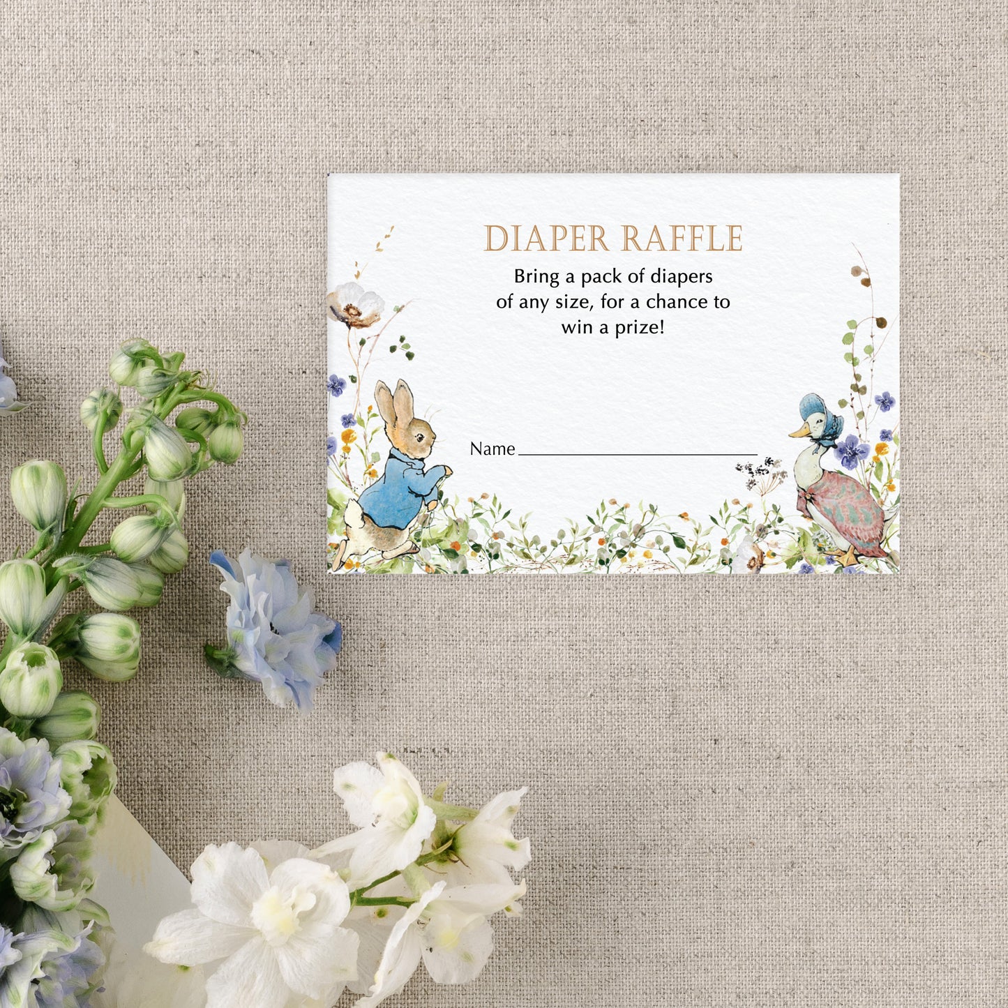 Peter Rabbit Raffle and Book for Baby Cards