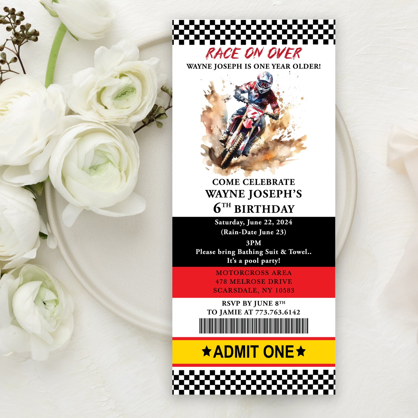 Motorcross Birthday Invitations