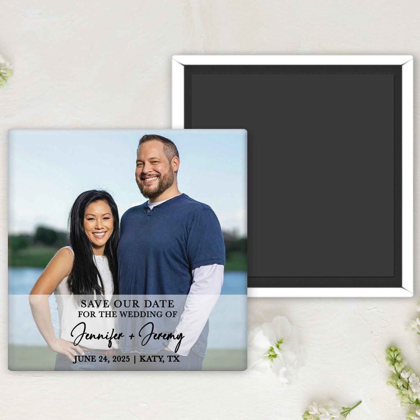 Modern Save-the-Date Photo Magnet Buttons