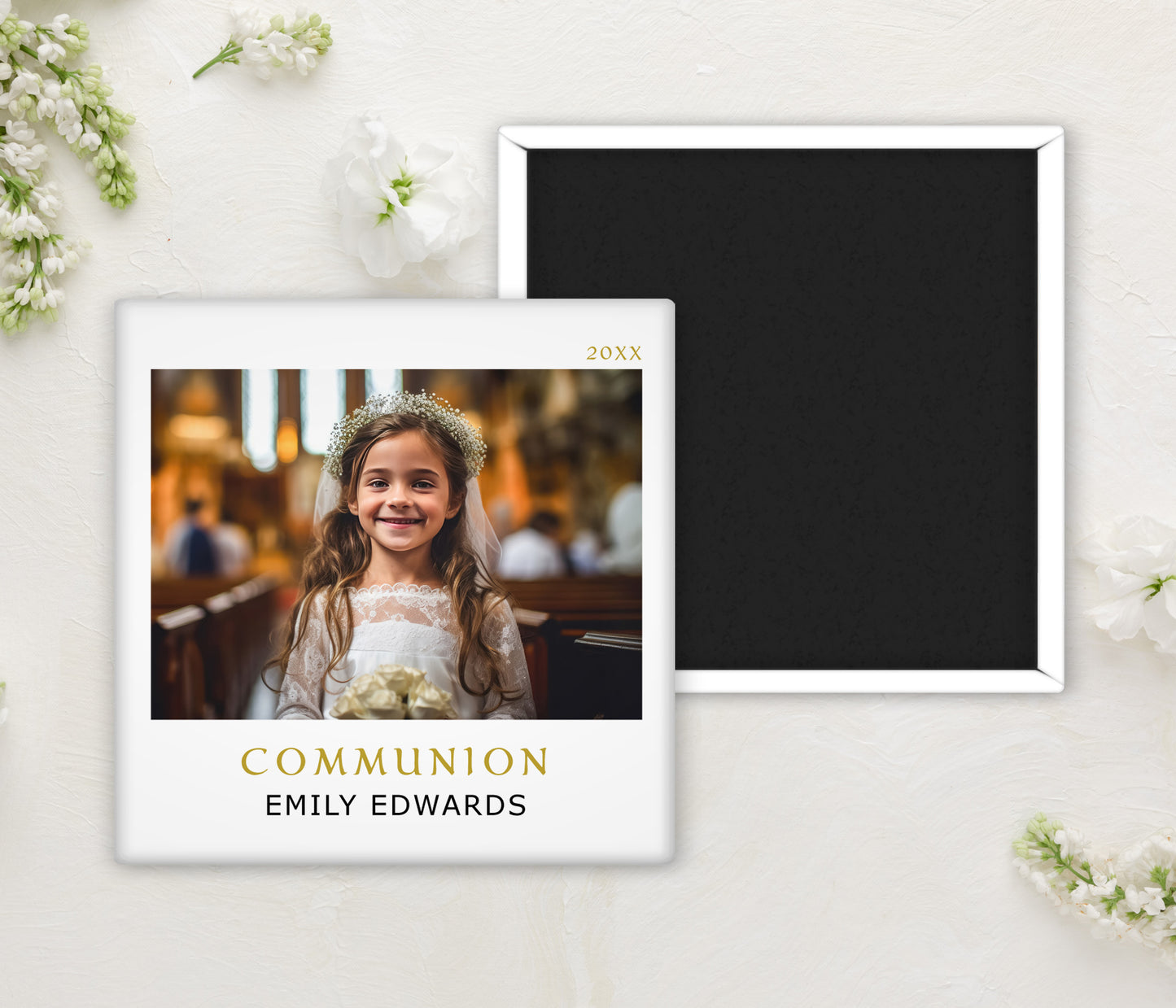 First Holy Communion Invitation Bundle with Photo Magnet Button Option