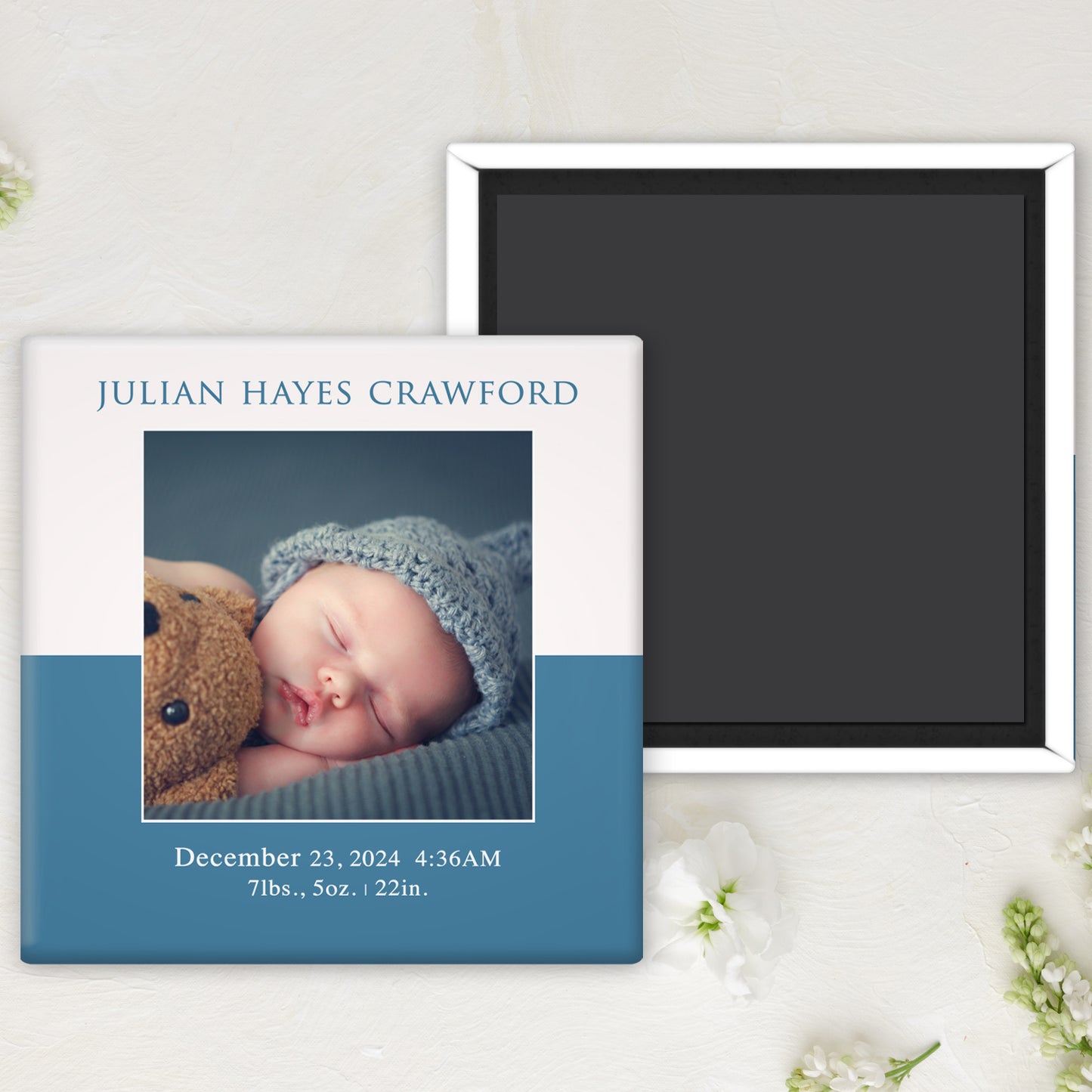 Baby Announcement Photo Magnet Button