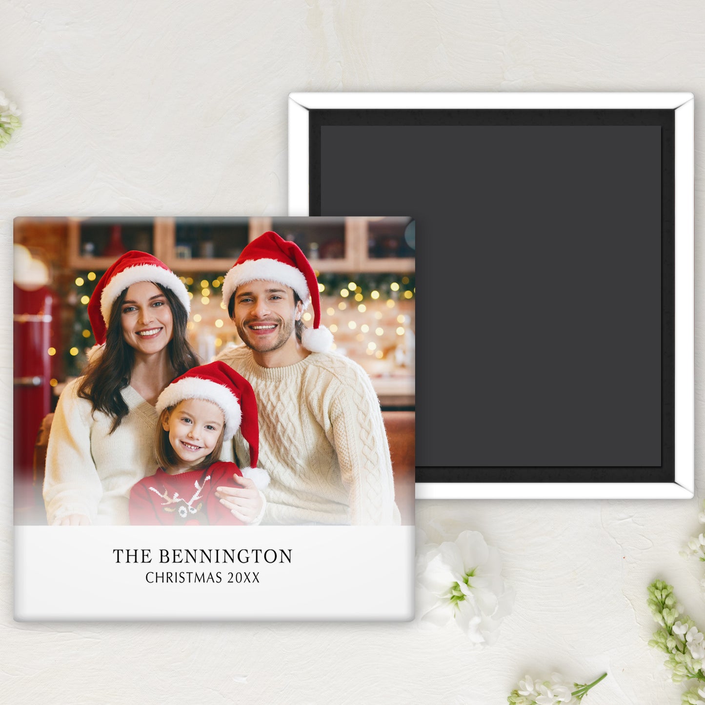 Family Christmas Photo Magnet Button