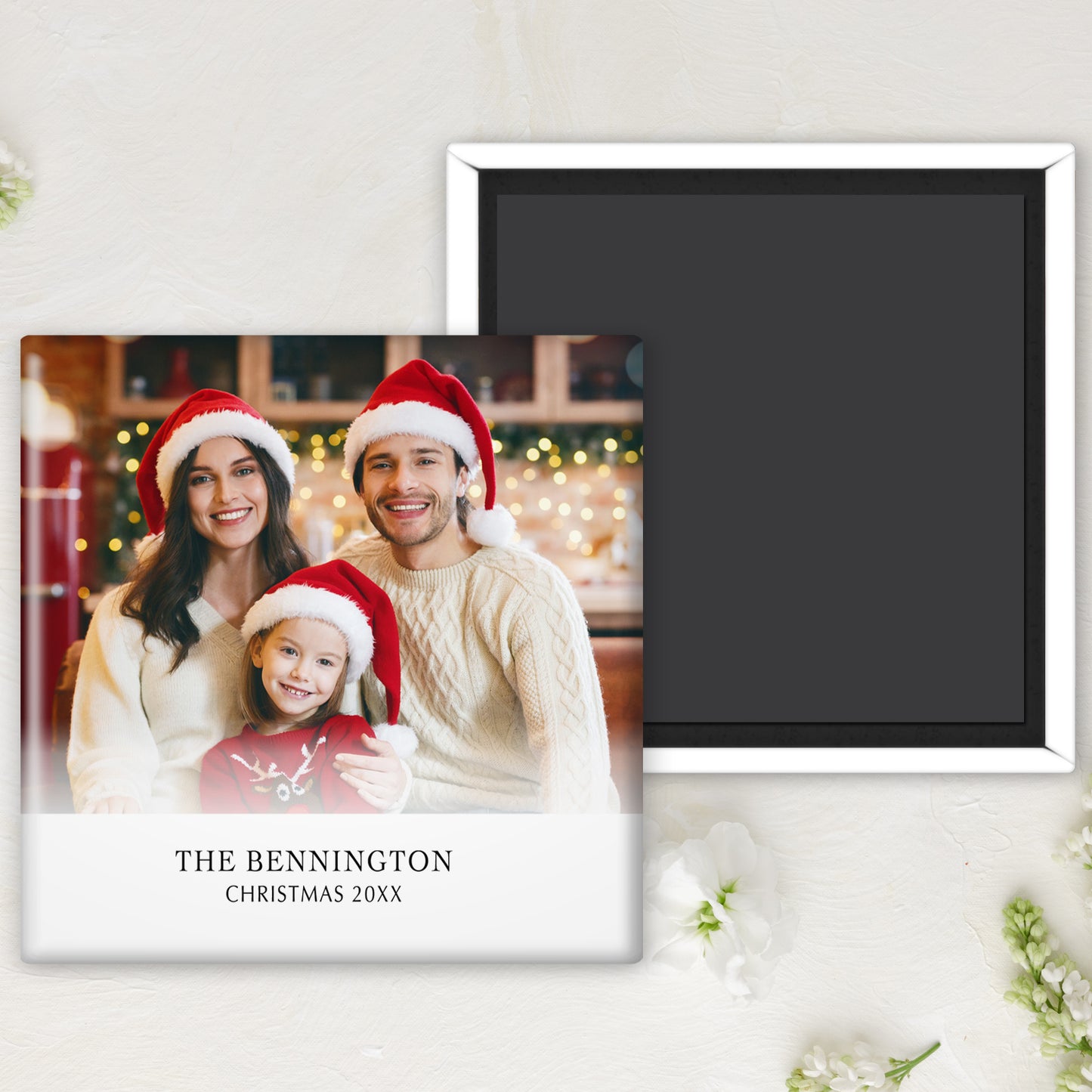 Family Christmas Photo Magnet Button