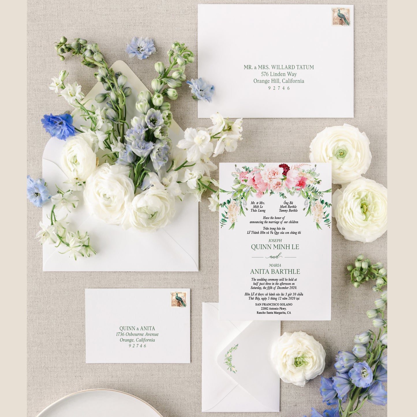 HELENA | Bilingual Vietnamese Wedding Invitation Suites