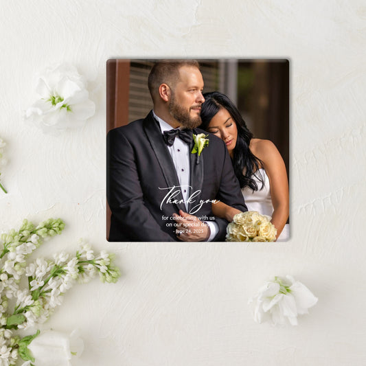 Modern Wedding Thank You Photo Magnet Buttons