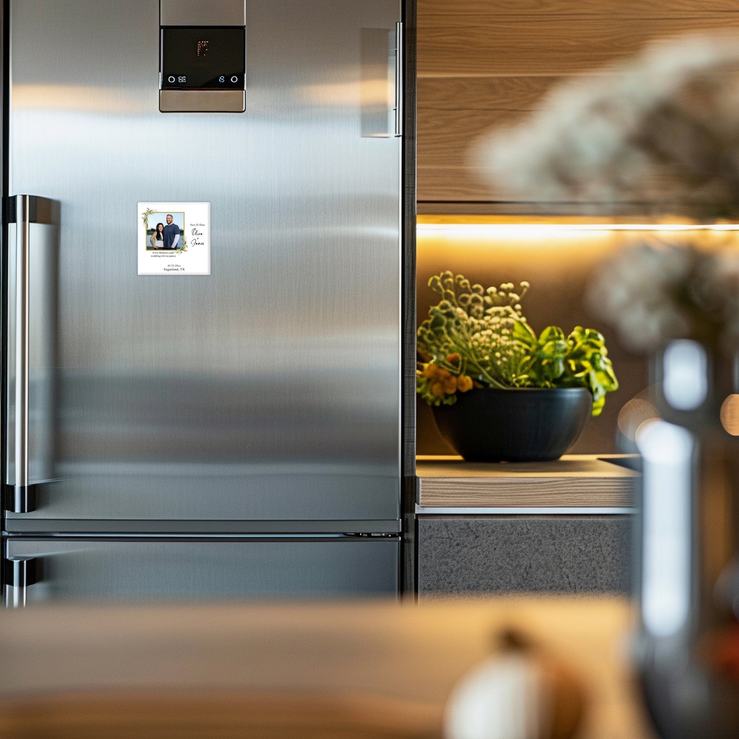 BRIE | Bilingual Vietnamese Wedding Invitation Suite Bundle with 3" Square Photo Magnet Button Option