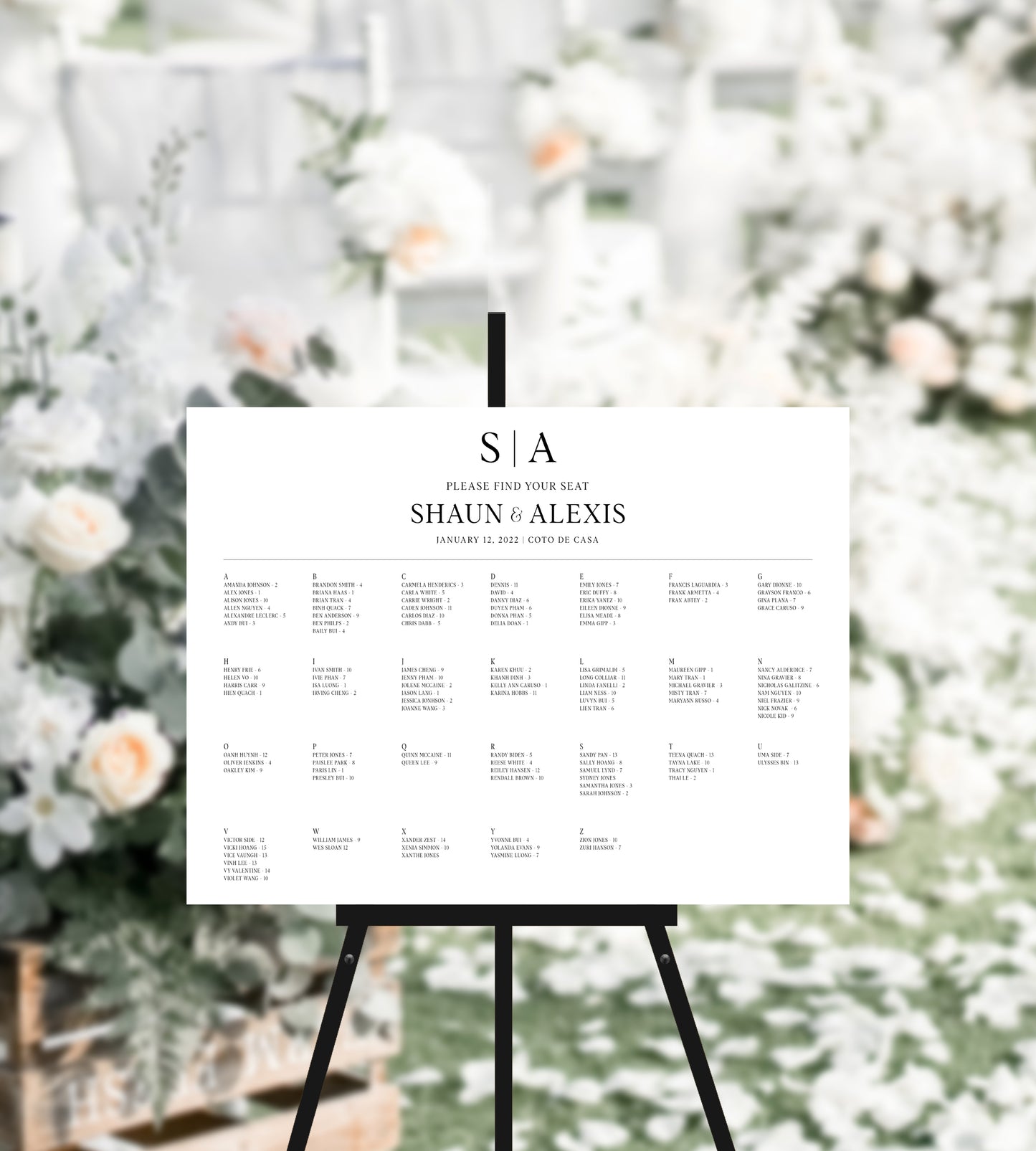 Minimalist Seating Chart