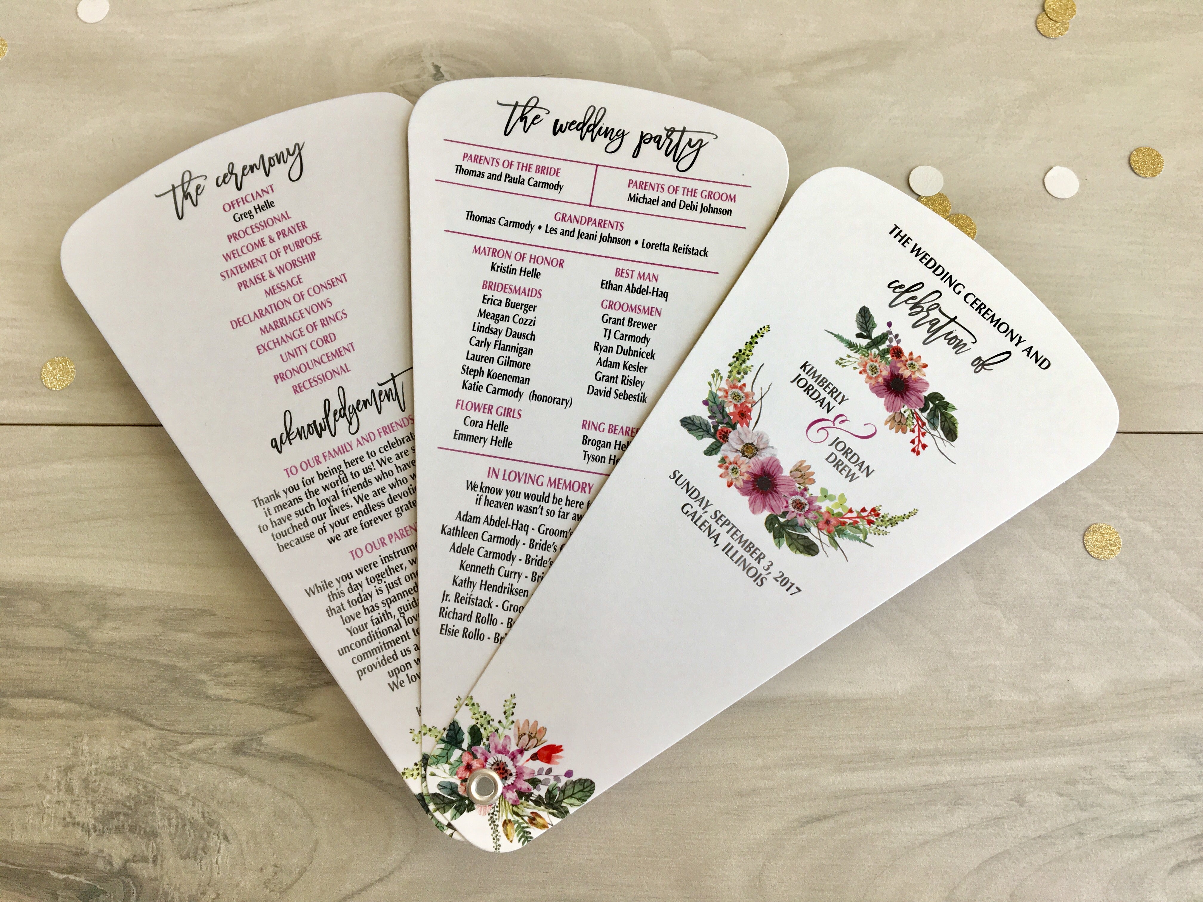 Fan Wedding Program – Bilingual Invitations