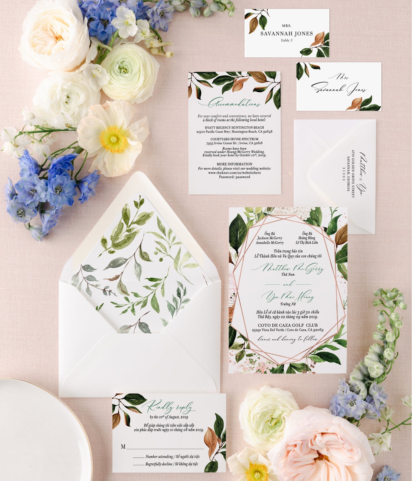 ANNALISE | Bilingual Vietnamese Wedding Invitation Suites