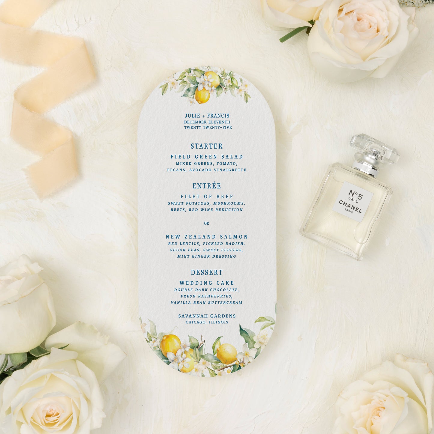 4.25"x9" Arch Lemon Menu