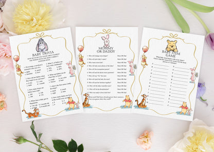 Winnie the Pooh Baby Shower Game Cards