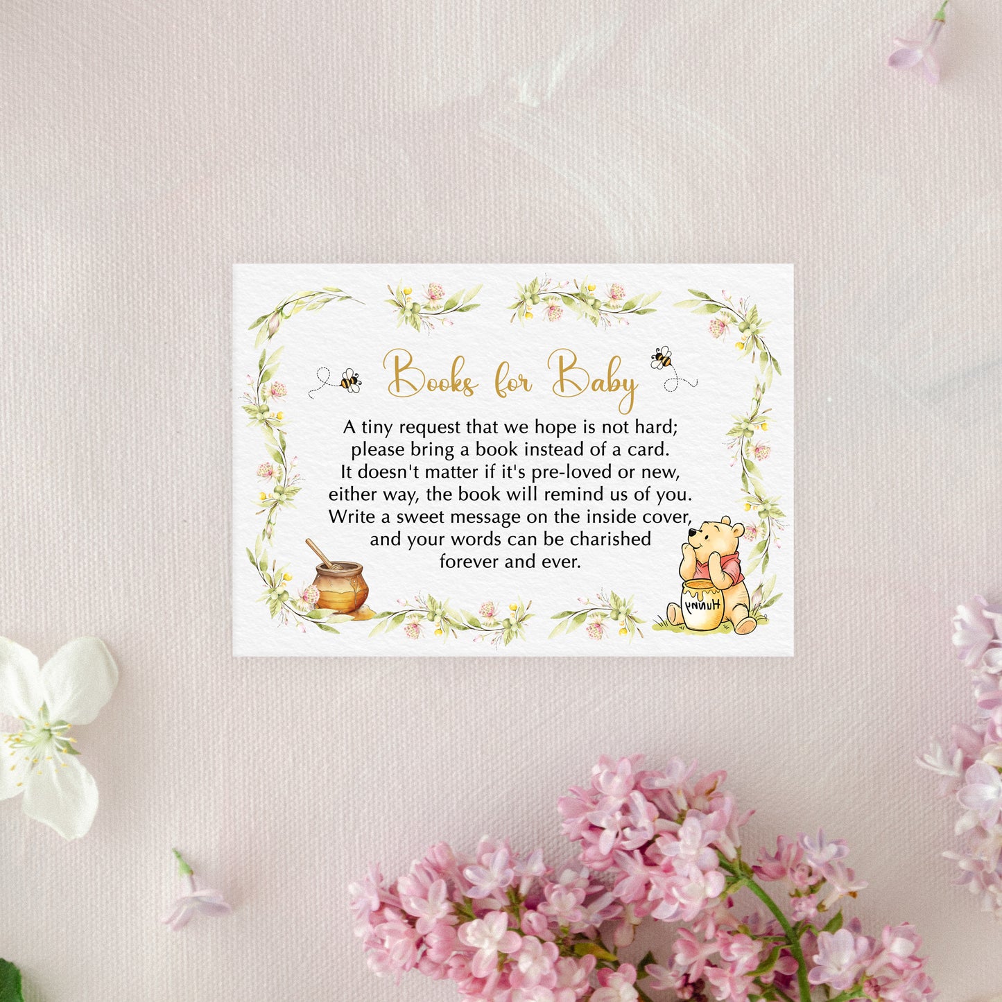 Winnie the Pooh Diaper Raffle and Book for Baby Cards