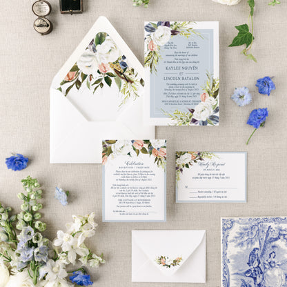 CARMELA (Design 1) | Bilingual Vietnamese Wedding Invitation Suites