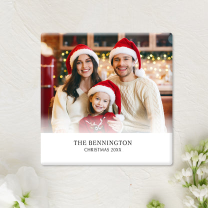 Family Christmas Photo Magnet Button