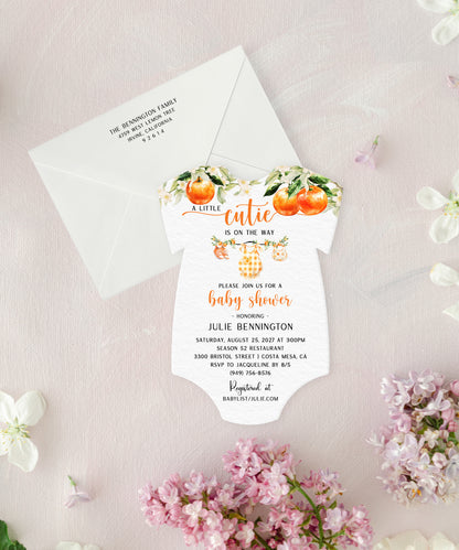 Onesie Shape 'Cutie' Baby Shower Invitation