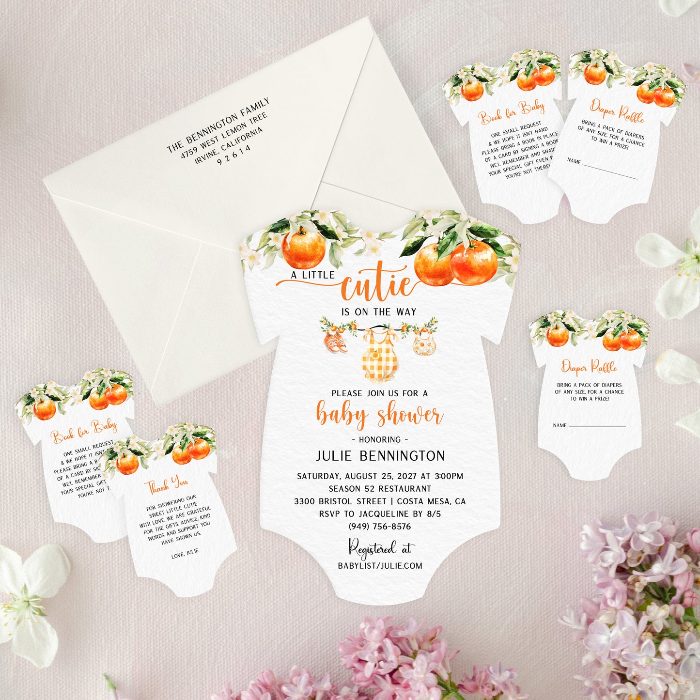 Onesie Shape 'Cutie' Baby Shower Invitation