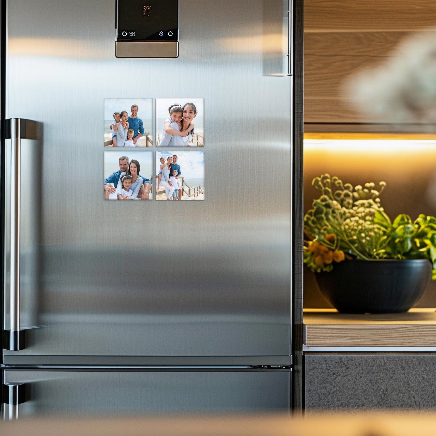 Custom Photo Magnet Button - Set of 4