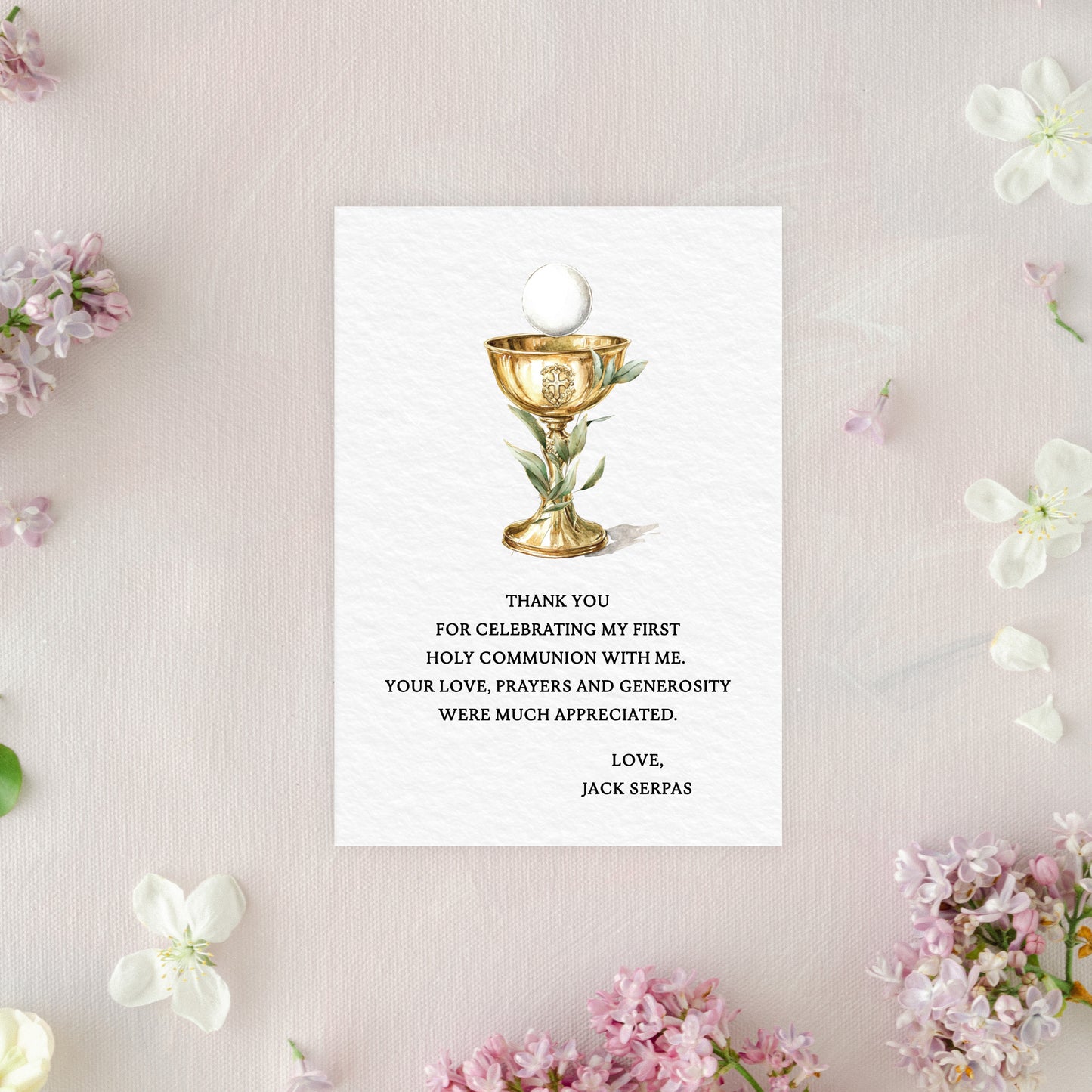 First Holy Communion Thank You Card