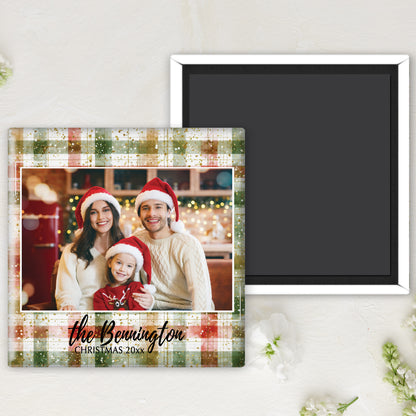 Family Christmas Photo Magnet Button