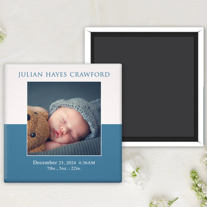 Baby Announcement Photo Magnet Button