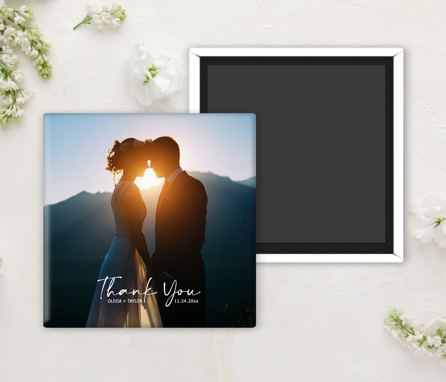 CHARLIZE | Bilingual Vietnamese Wedding Invitation Suite Bundle with 3" Square Photo Magnet Button Option
