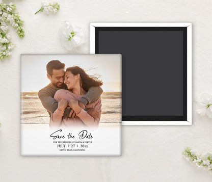 CHLOE | Bilingual Vietnamese Wedding Invitation Suite Bundle with 3" Square Photo Magnet Button Option