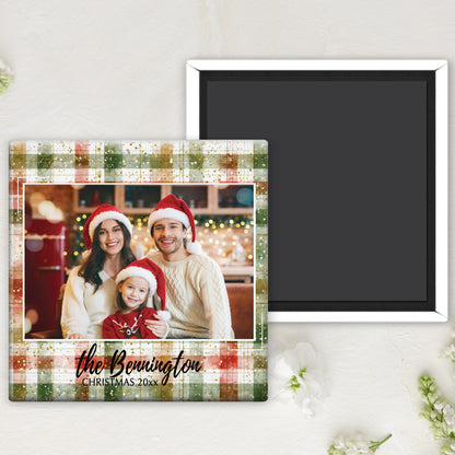 Family Christmas Photo Magnet Button