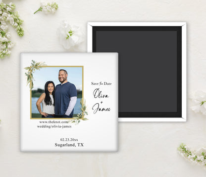 BRIE | Bilingual Vietnamese Wedding Invitation Suite + 3" Square Photo Magnet Button Bundle