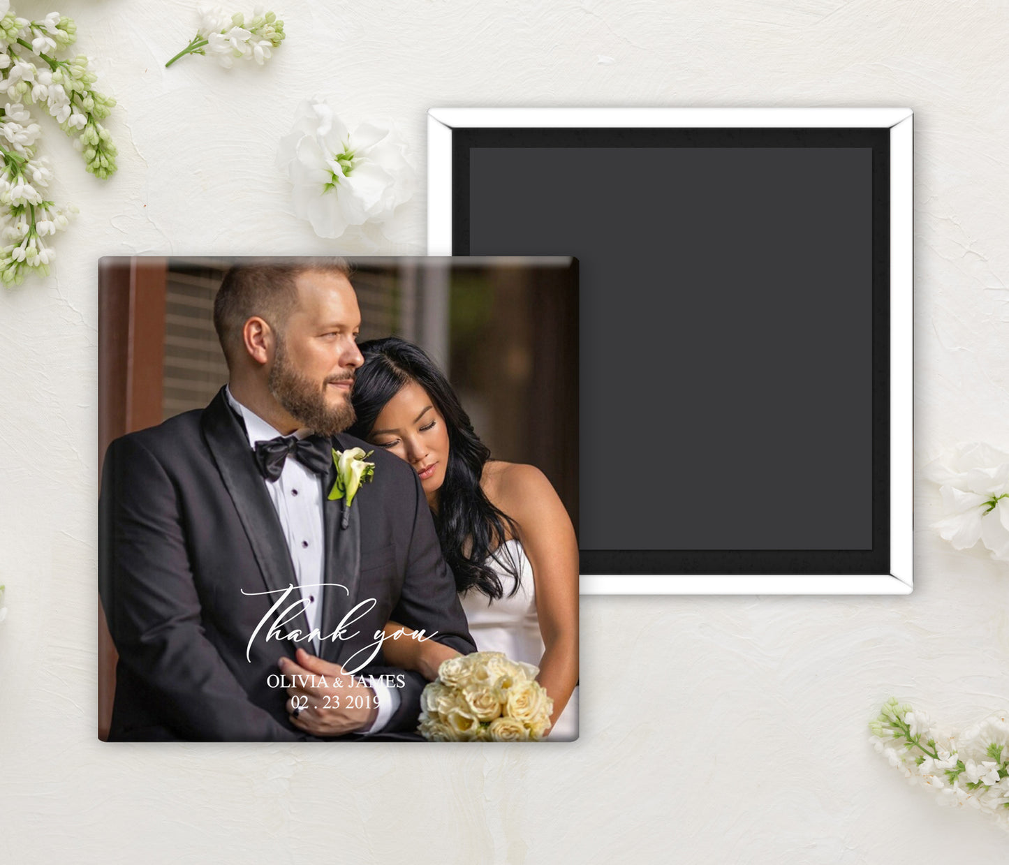 ABIGAIL | Bilingual Vietnamese Wedding Invitation Suite Bundle with 3" Square Photo Magnet Button Option