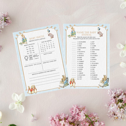 Peter Rabbit Baby Shower Game Cards