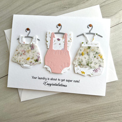 Congratulations Baby Girl Laundry/Clothes Card