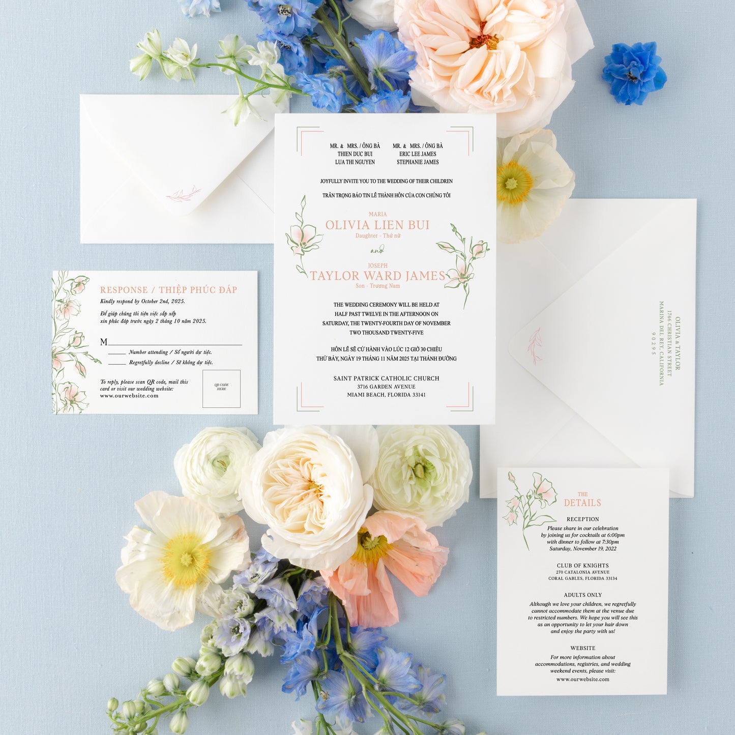 CHARLIZE | Bilingual Vietnamese Wedding Invitation Suites