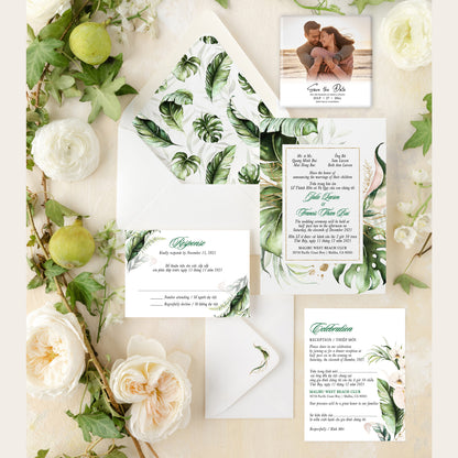 CICELY | Bilingual Vietnamese Wedding Invitation Suite Bundle with 3" Square Photo Magnet Button Option