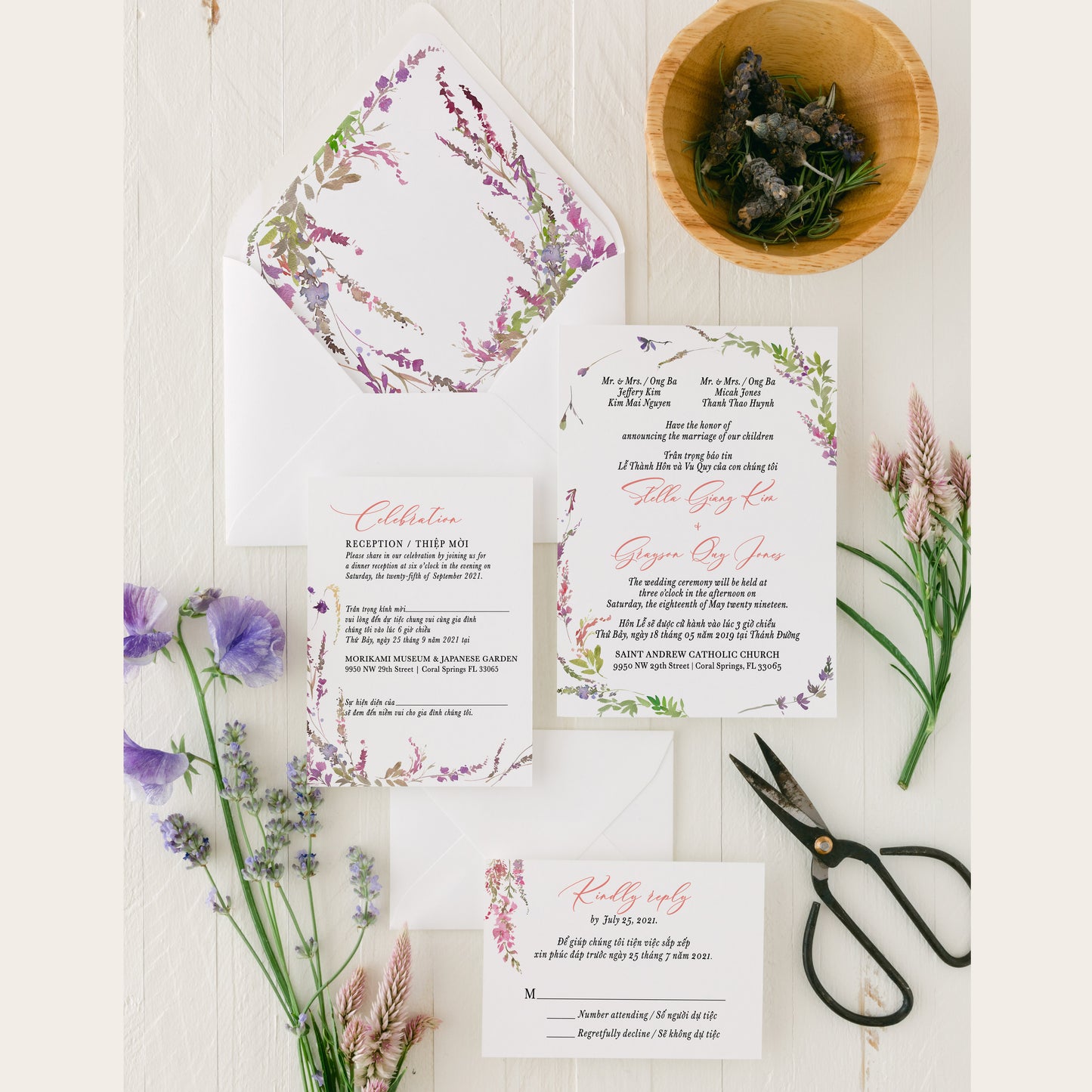 LEILANI | Bilingual Vietnamese Wedding Invitation Suites