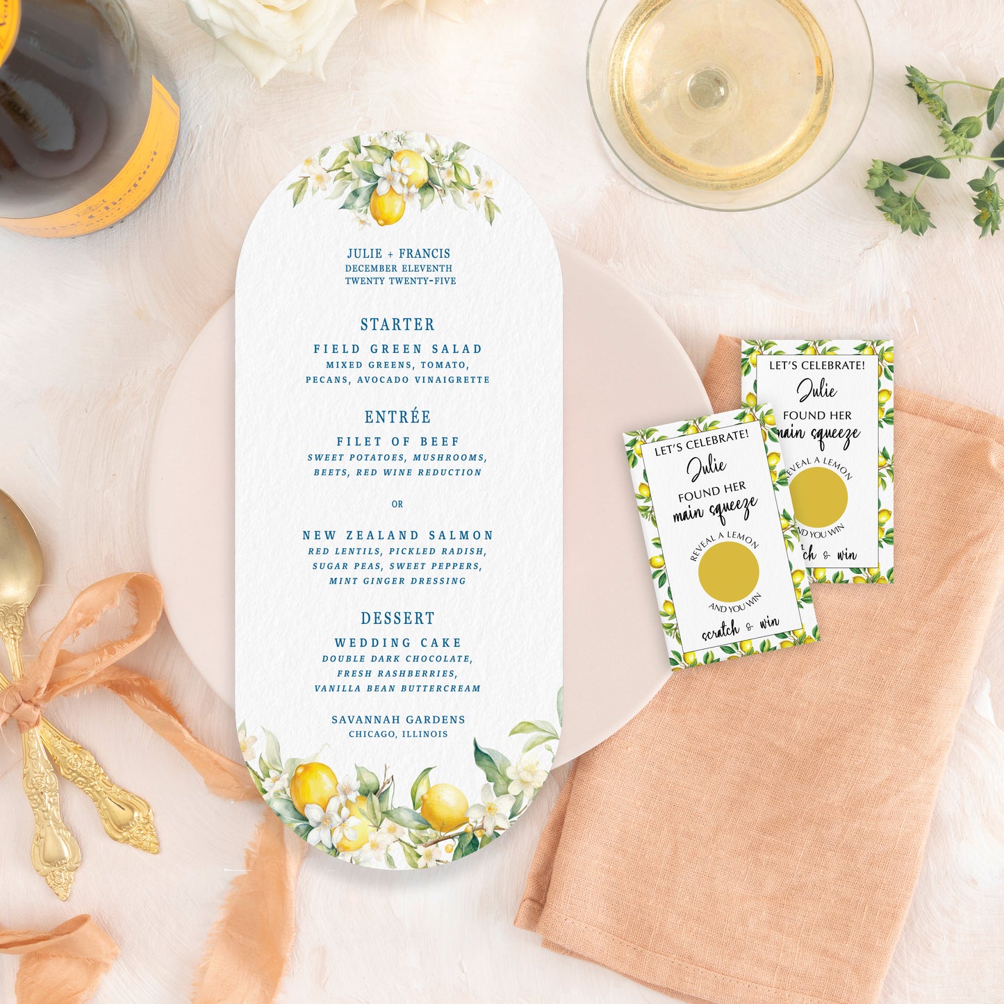 4.25"x9" Arch Lemon Menu