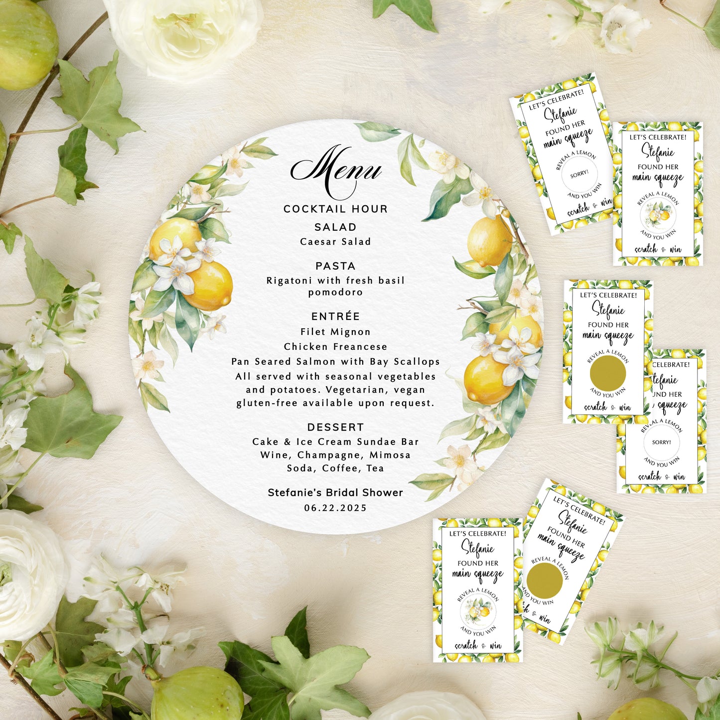 7" Round Lemon Menu