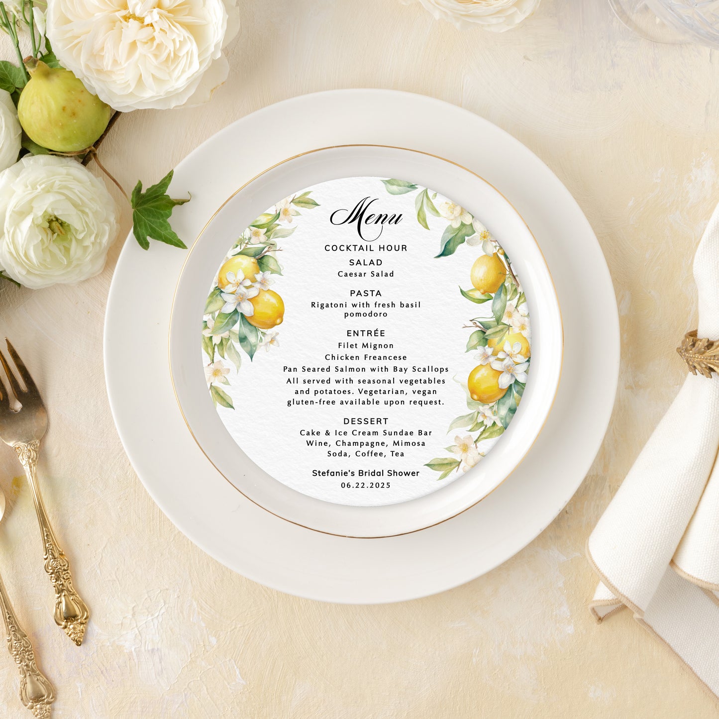 7" Round Lemon Menu