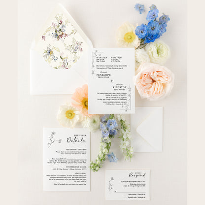 MISTY | Bilingual Vietnamese Wedding Invitation Suite Bundle with 3" Square Photo Magnet Button Option