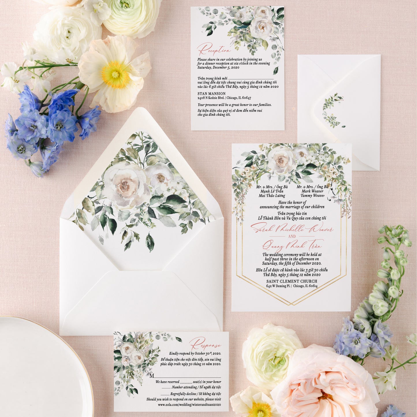 MARGUERITE | Bilingual Vietnamese Wedding Invitation Suites