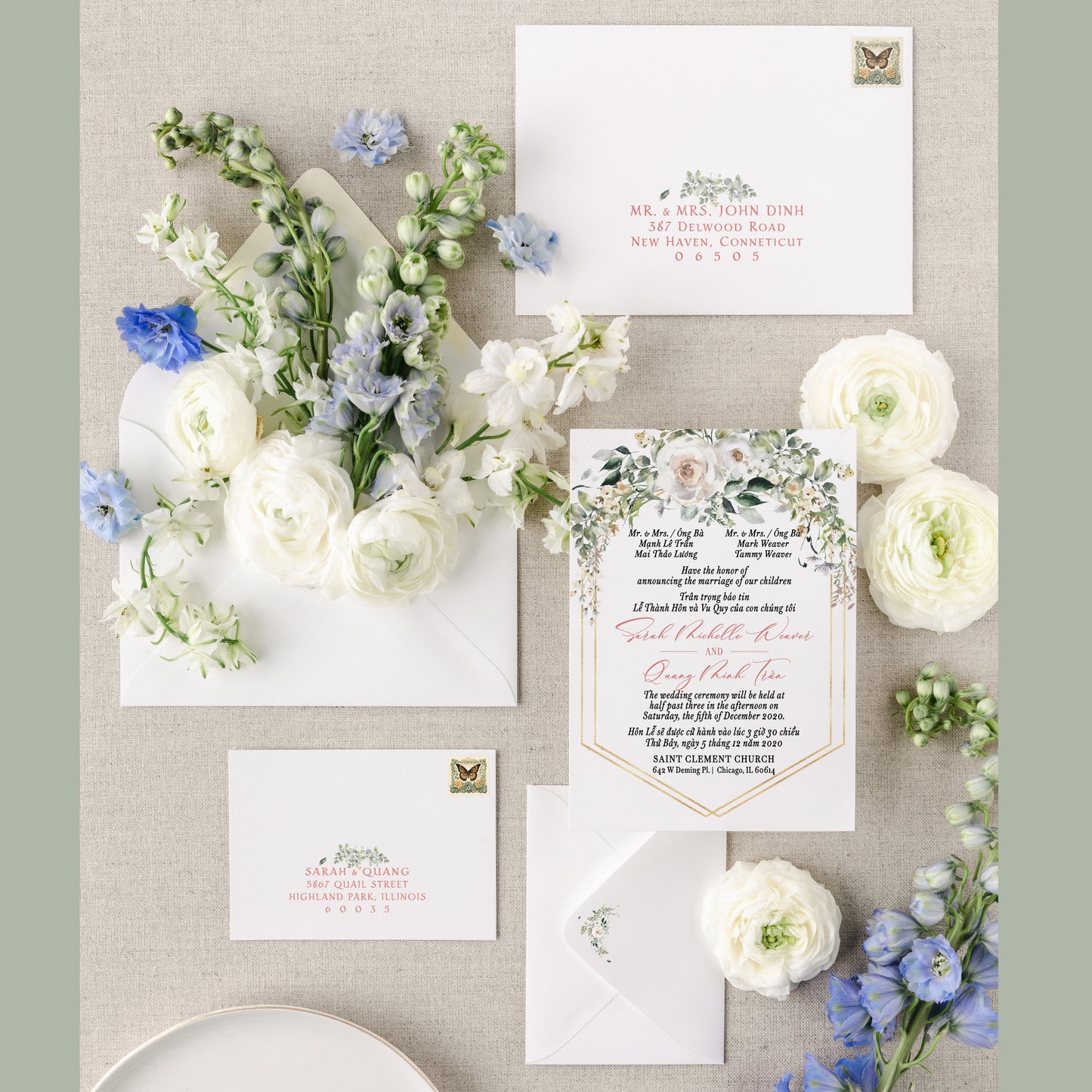 MARGUERITE | Bilingual Vietnamese Wedding Invitation Suites