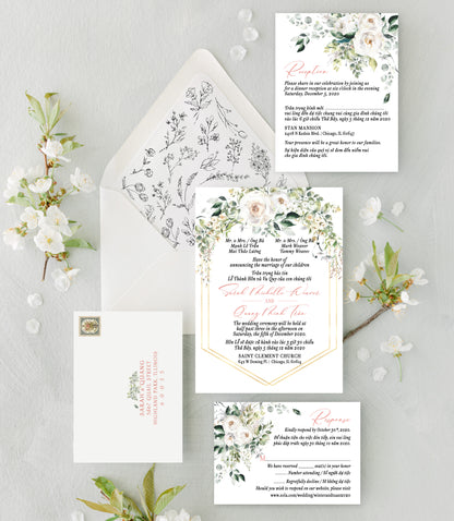 MARGUERITE | Bilingual Vietnamese Wedding Invitation Suites