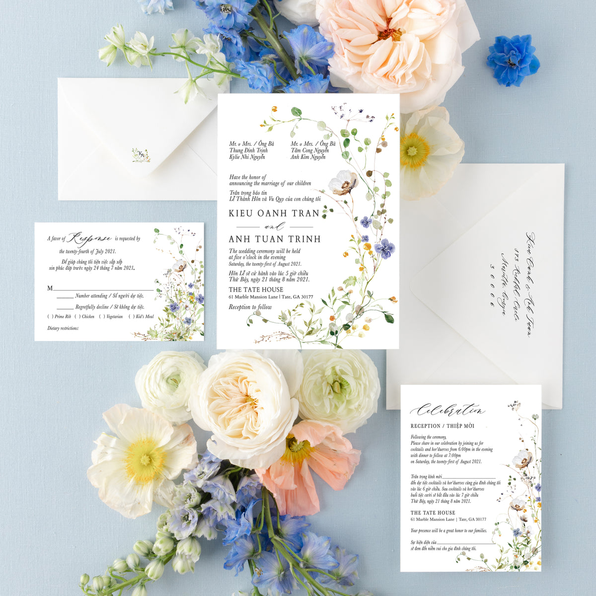 MEADOW | Bilingual Vietnamese Wedding Invitation Suites – Bilingual ...