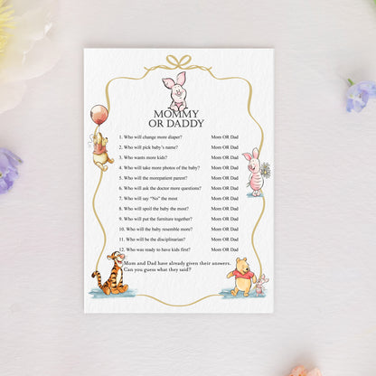 Winnie the Pooh Baby Shower Game Cards