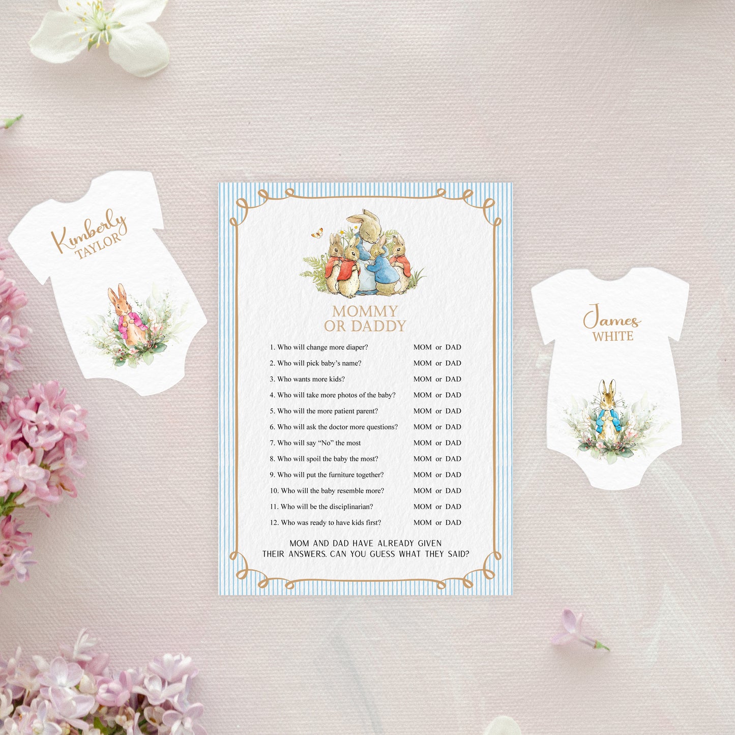 Peter Rabbit Baby Shower Game Cards