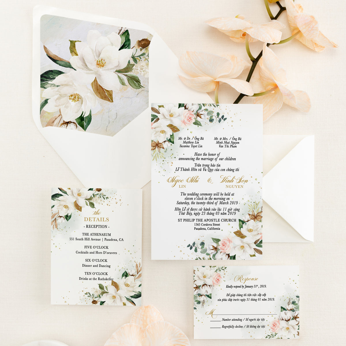 MONICA | Bilingual Vietnamese Wedding Invitation Suites – Bilingual ...